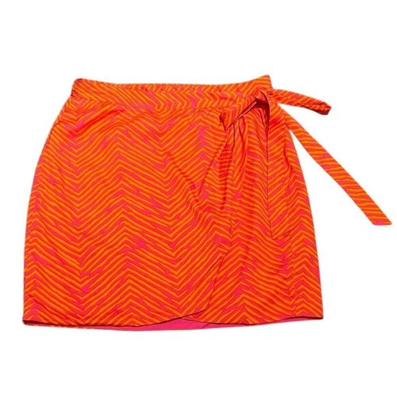 Buckhead Betties Vibrant Orange and Pink Wrap Skirt, Size M, NWOT - Picture 1 of 8